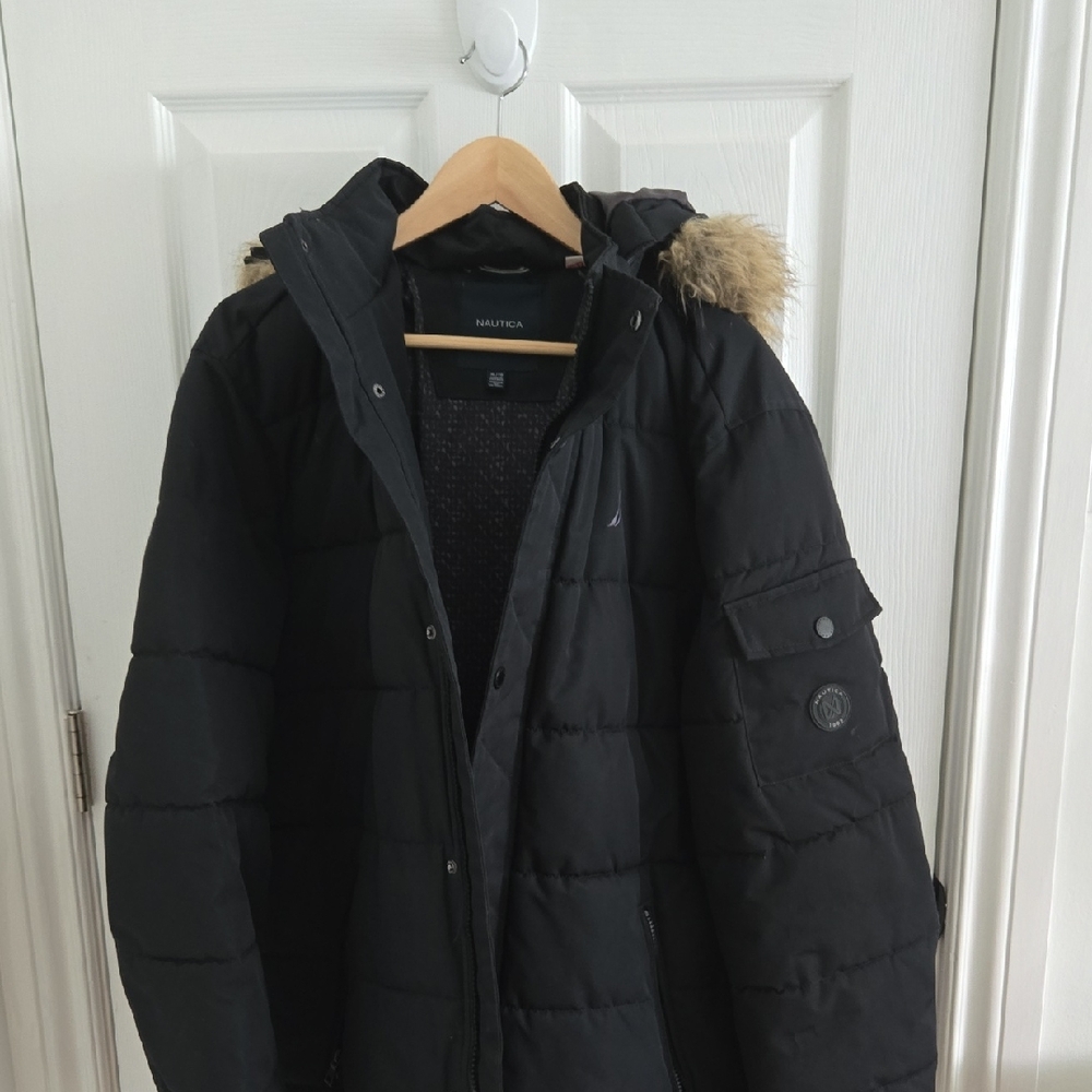 Nautica Men's Black Hooded Puffer Coat